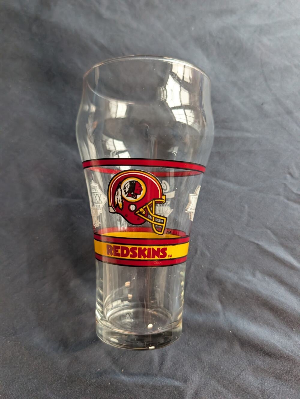 Vintage Coca-Cola Washington Redskins Super Bowl XXII Glass Cup Clear 16 oz
